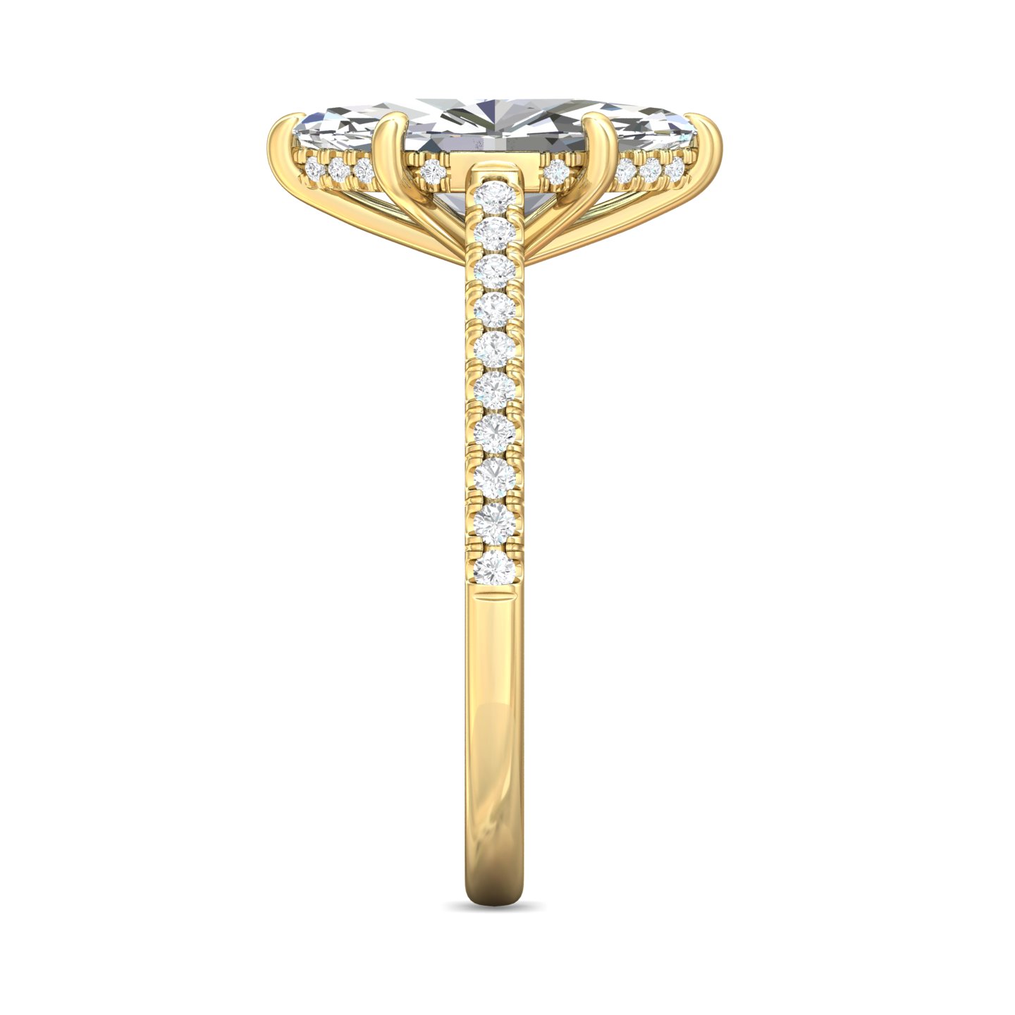 14K Yellow Gold Marquise Diamond Engagement Ring