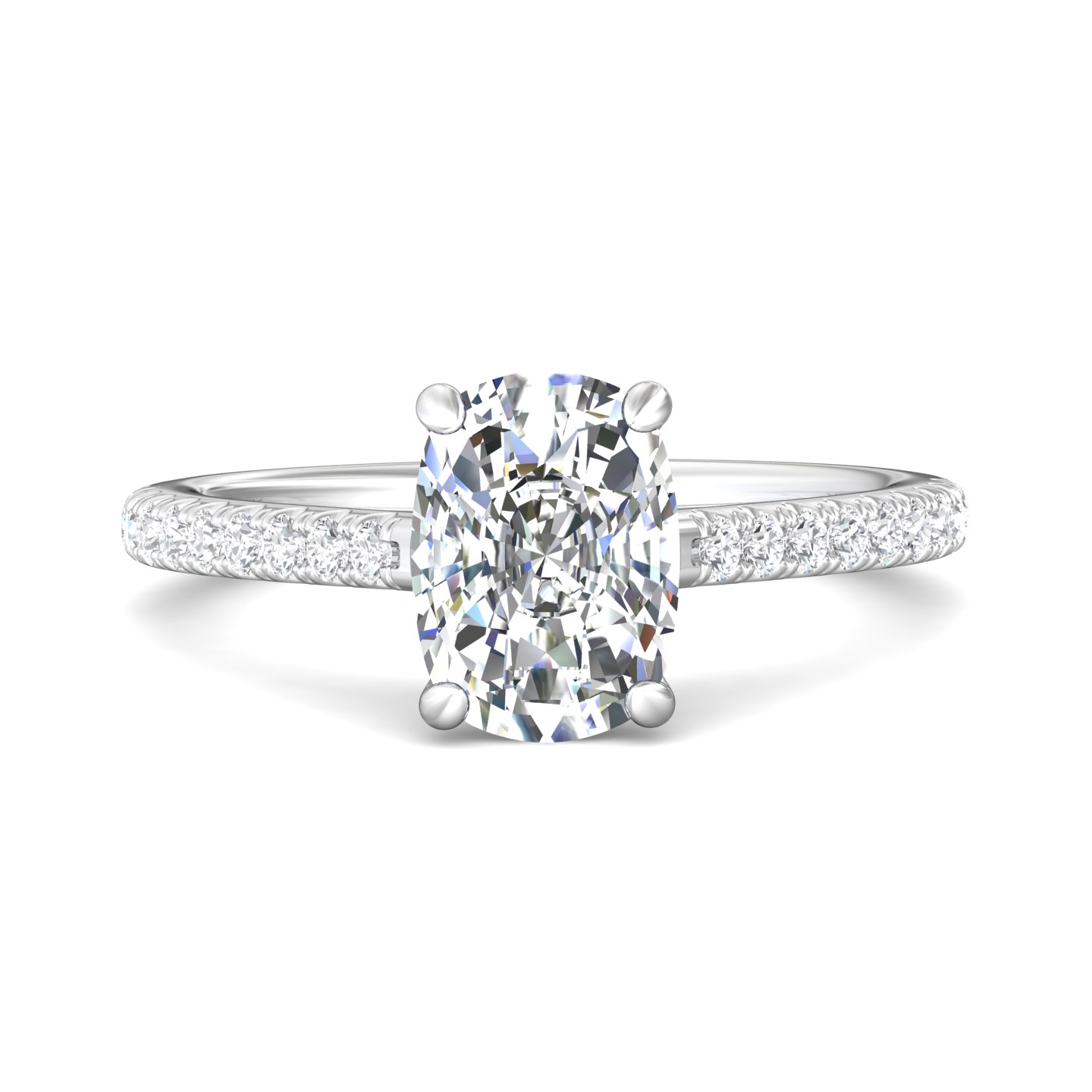 14K White Gold Cushion Diamond Engagement Ring