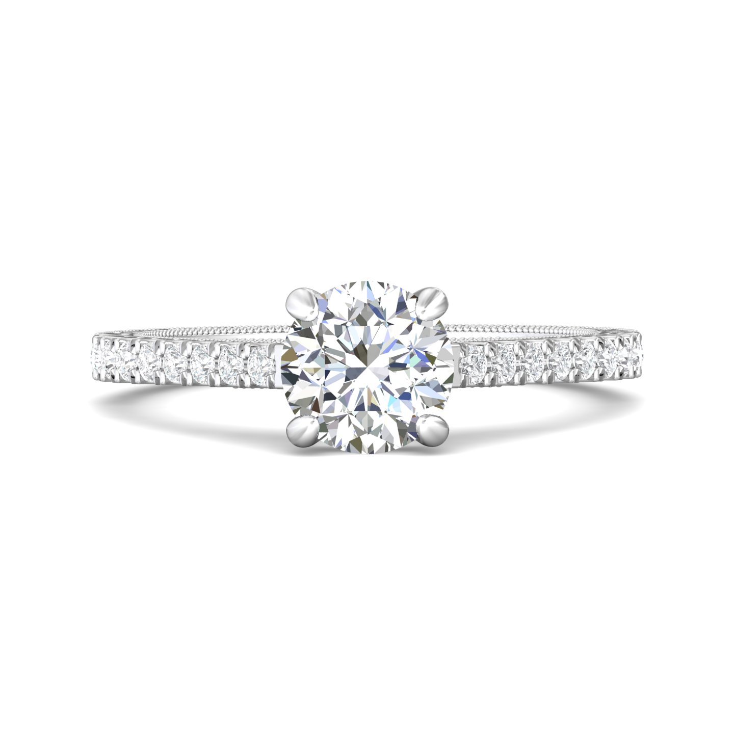 18K White Gold Round Diamond Engagement Ring