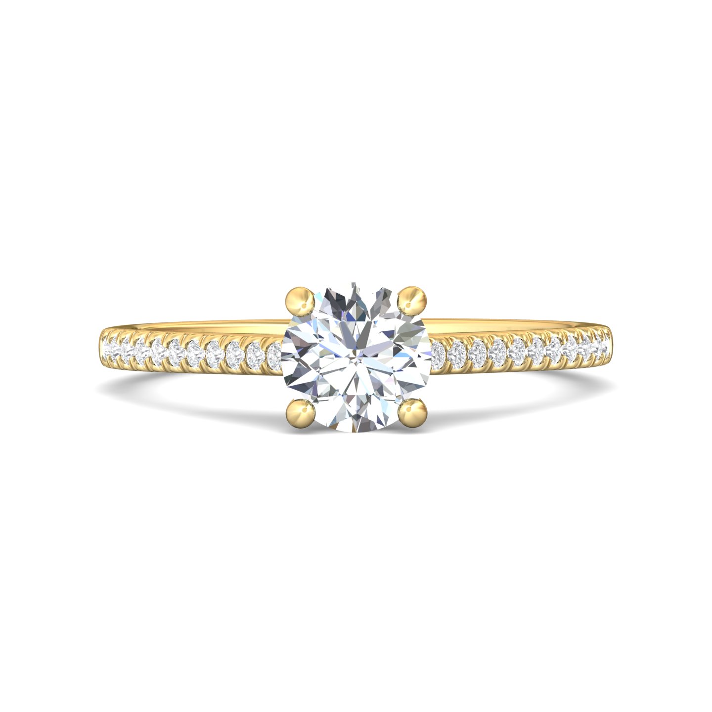 14K Yellow Gold Round Diamond Engagement Ring