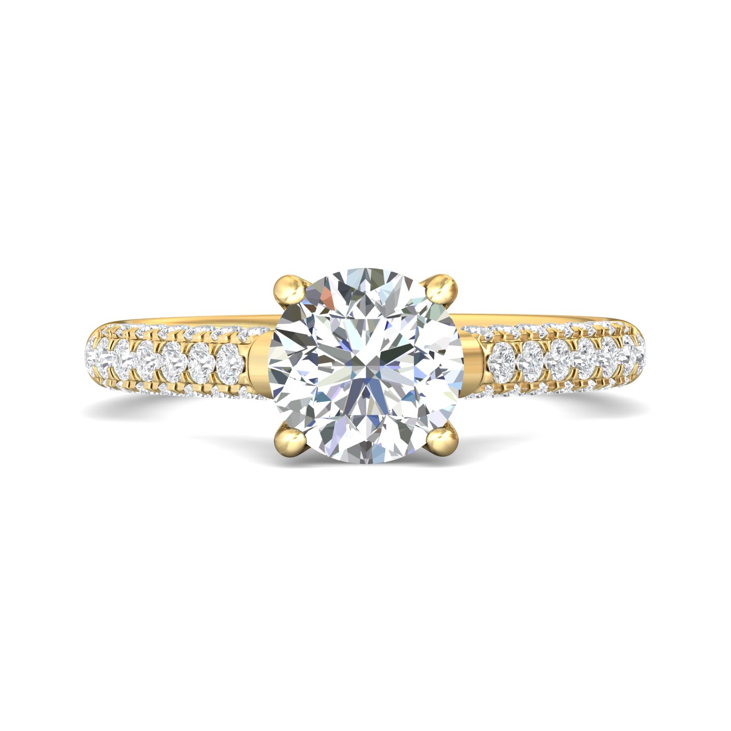 14K Yellow Gold Round Diamond Engagement Ring