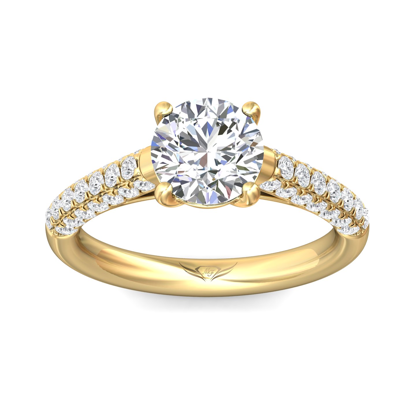 14K Yellow Gold Round Diamond Engagement Ring