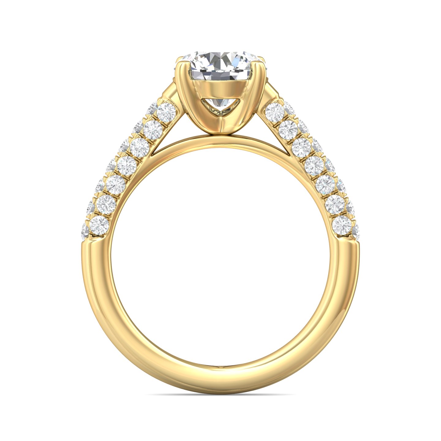 14K Yellow Gold Round Diamond Engagement Ring