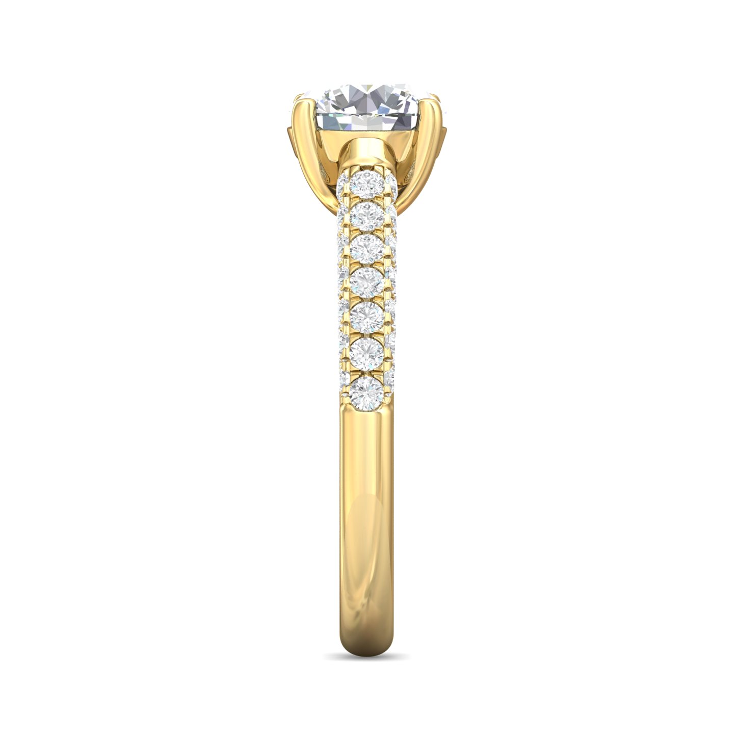 14K Yellow Gold Round Diamond Engagement Ring