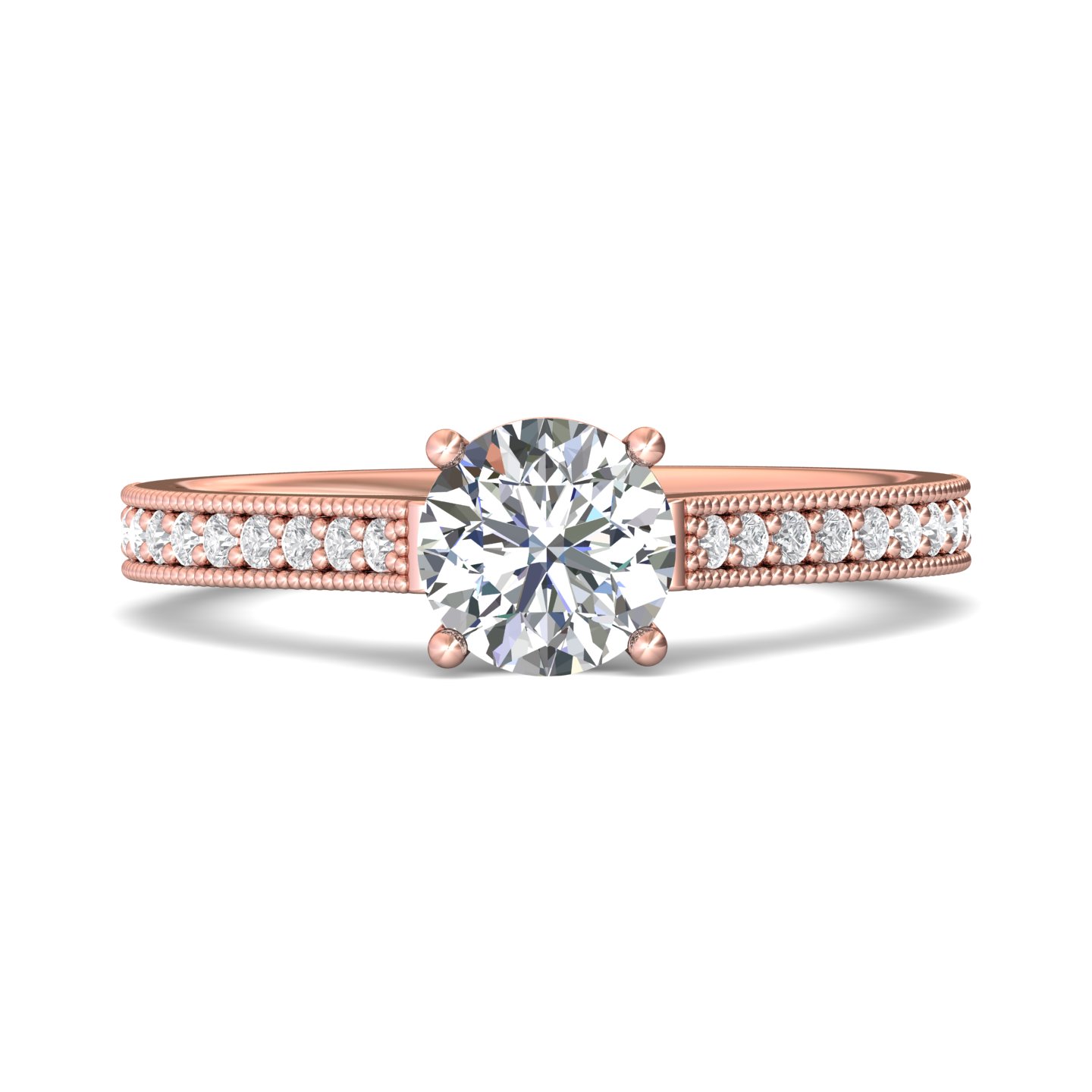 18K Rose Gold Round Diamond Engagement Ring
