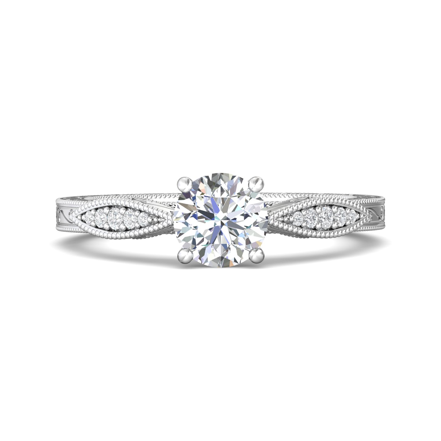 14K White Gold Round Diamond Engagement Ring