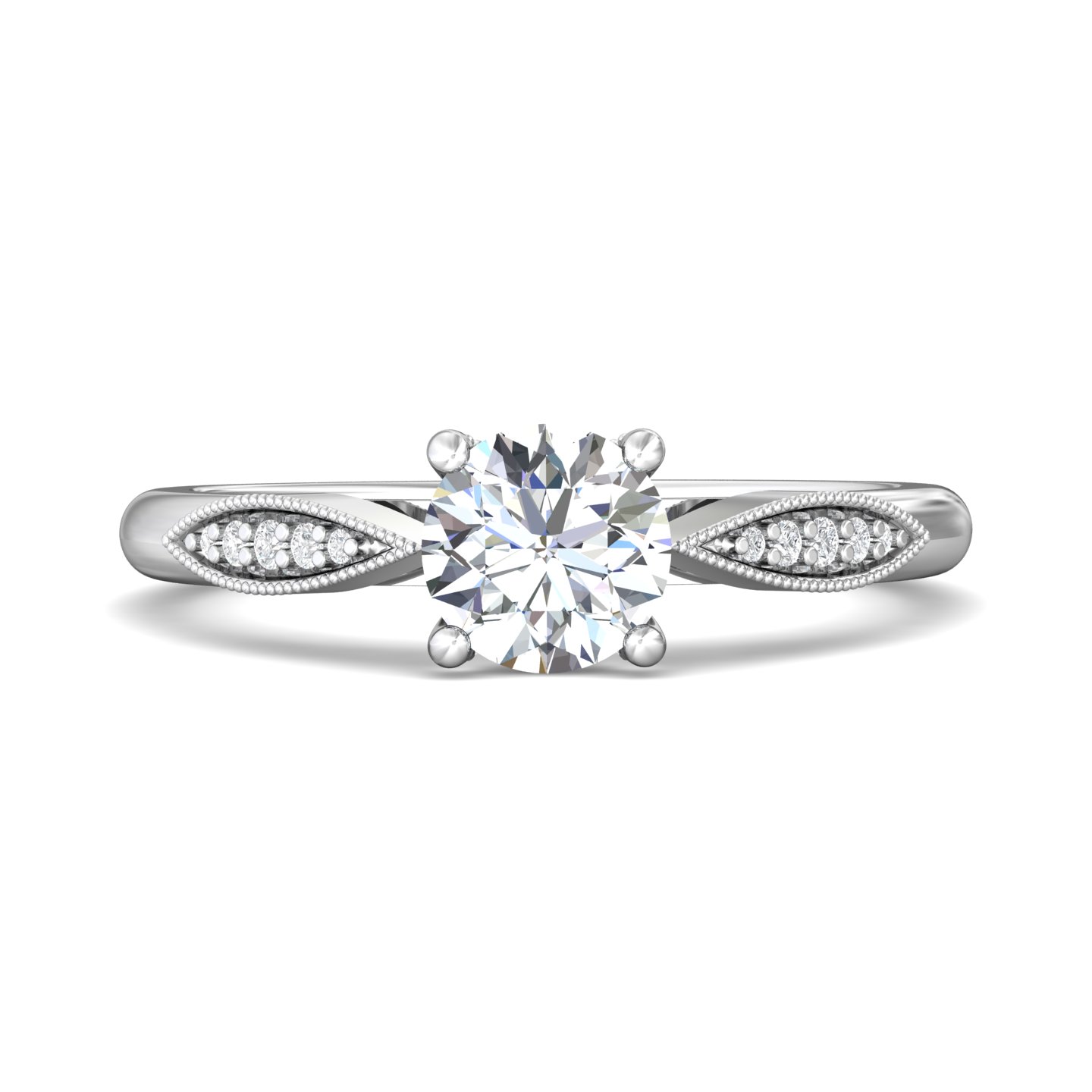 14K White Gold Round Diamond Engagement Ring