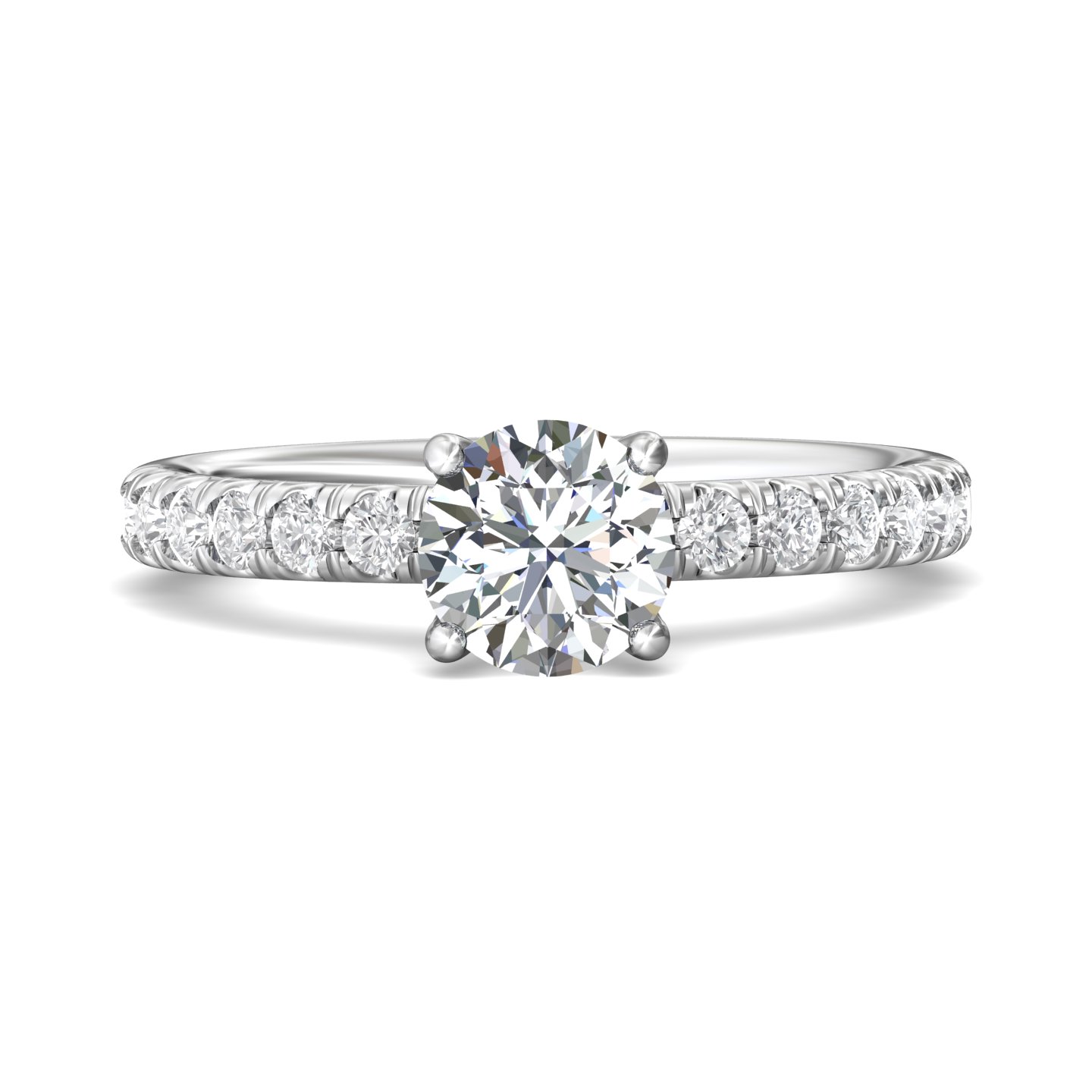 18K White Gold Round Diamond Engagement Ring