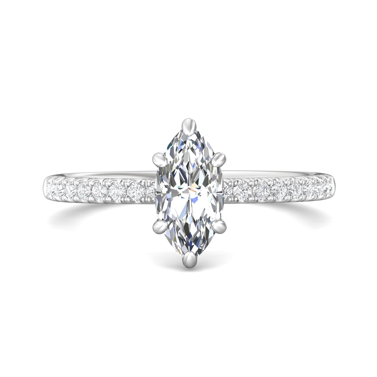 14K White Gold Marquise Diamond Engagement Ring