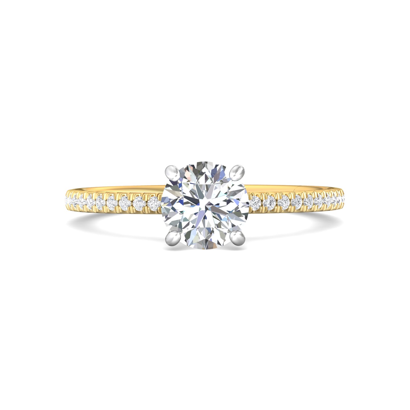 14K Yellow and White Gold Round Diamond Engagement Ring