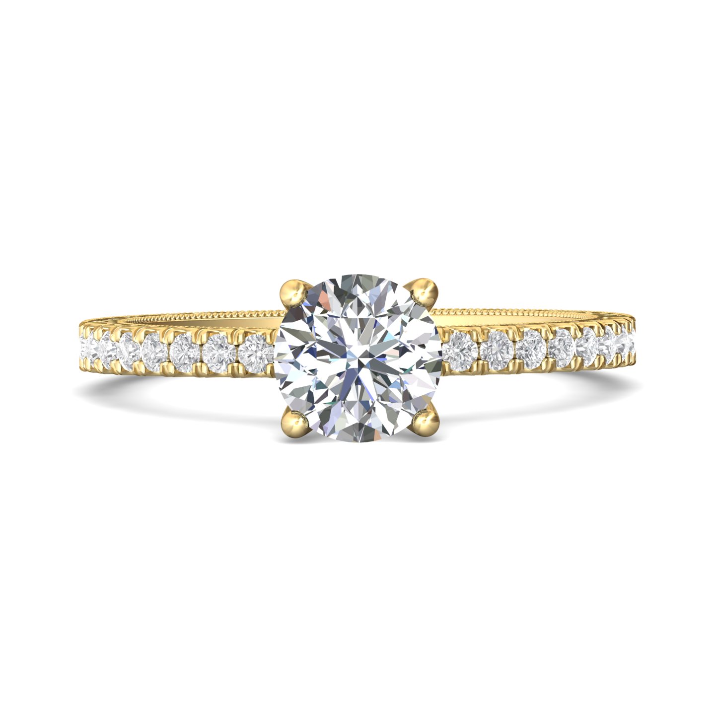 14K Yellow Gold Round Diamond Engagement Ring