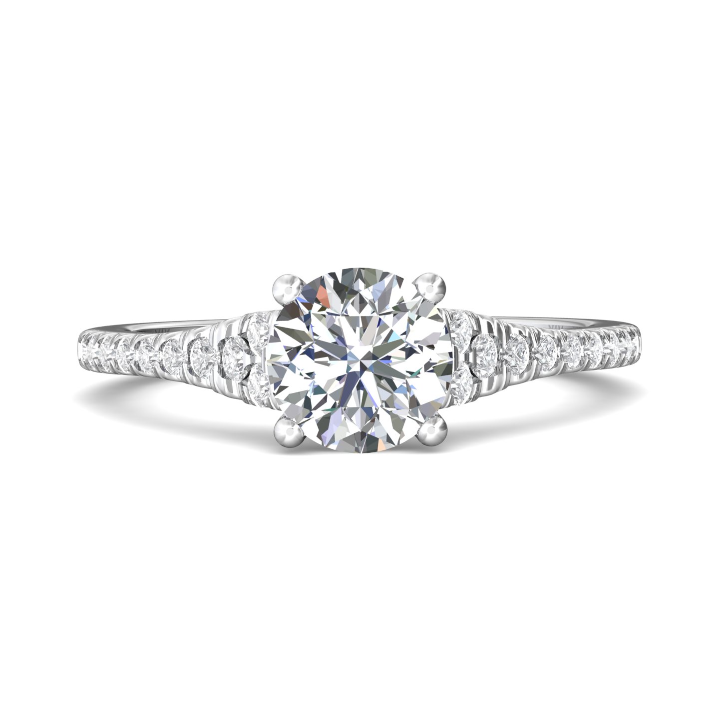 18K White Gold Round Diamond Engagement Ring