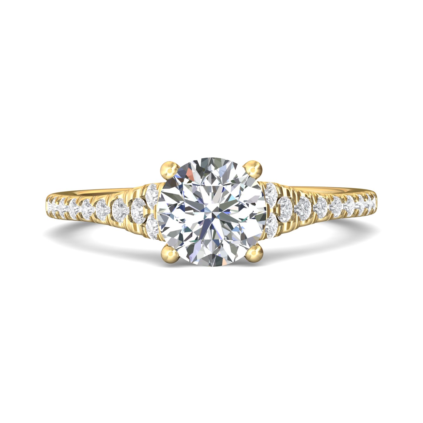14K Yellow Gold Round Diamond Engagement Ring
