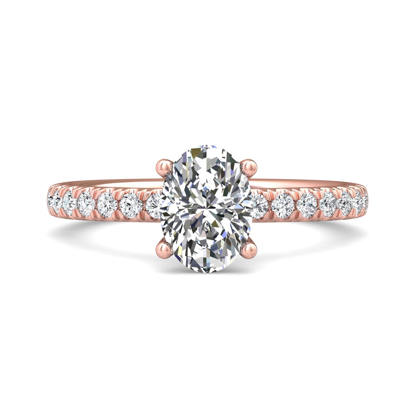 14K Rose Gold Oval Diamond Engagement Ring