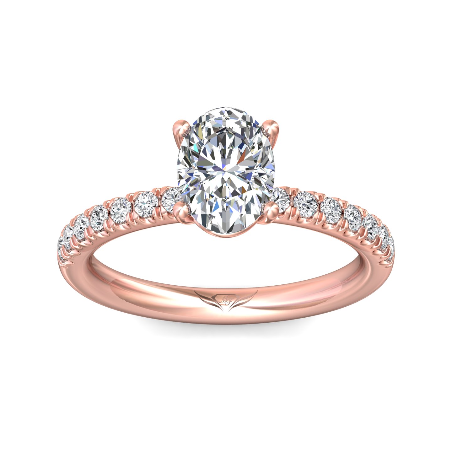 14K Rose Gold Oval Diamond Engagement Ring