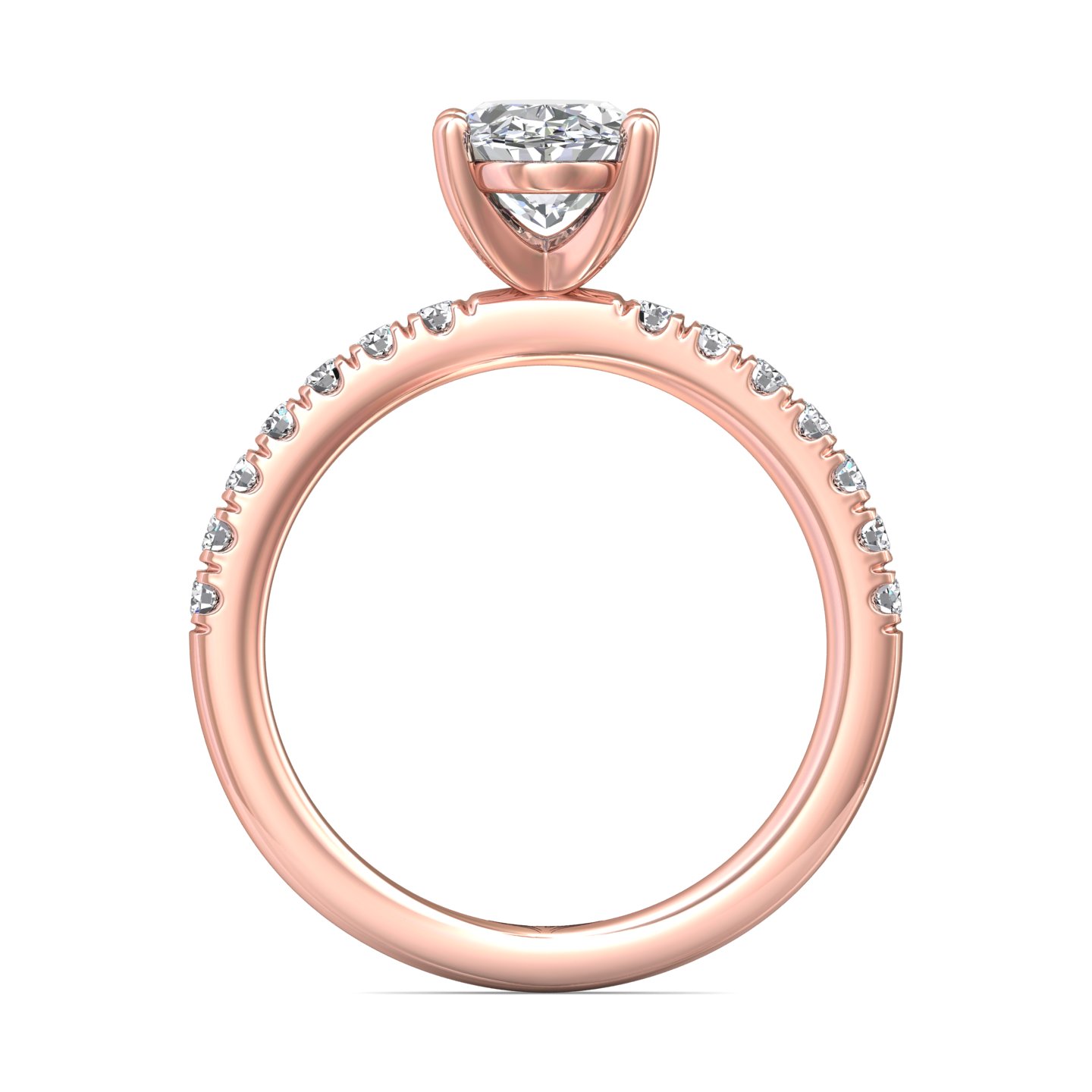 14K Rose Gold Oval Diamond Engagement Ring
