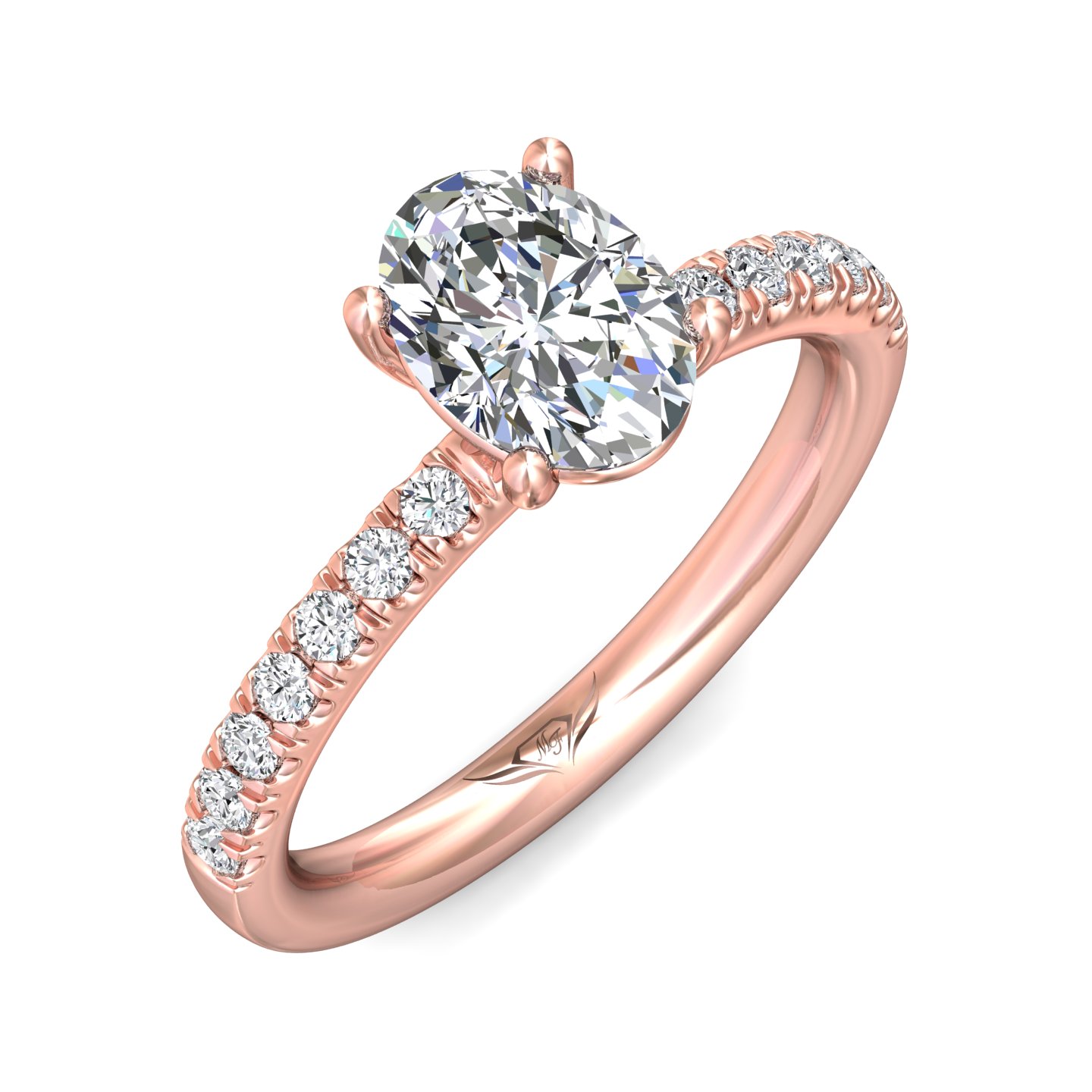14K Rose Gold Oval Diamond Engagement Ring