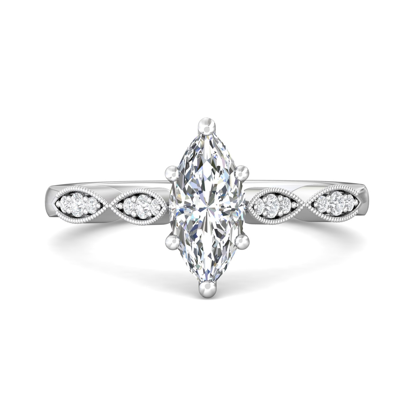 14K White Gold Marquise Diamond Engagement Ring