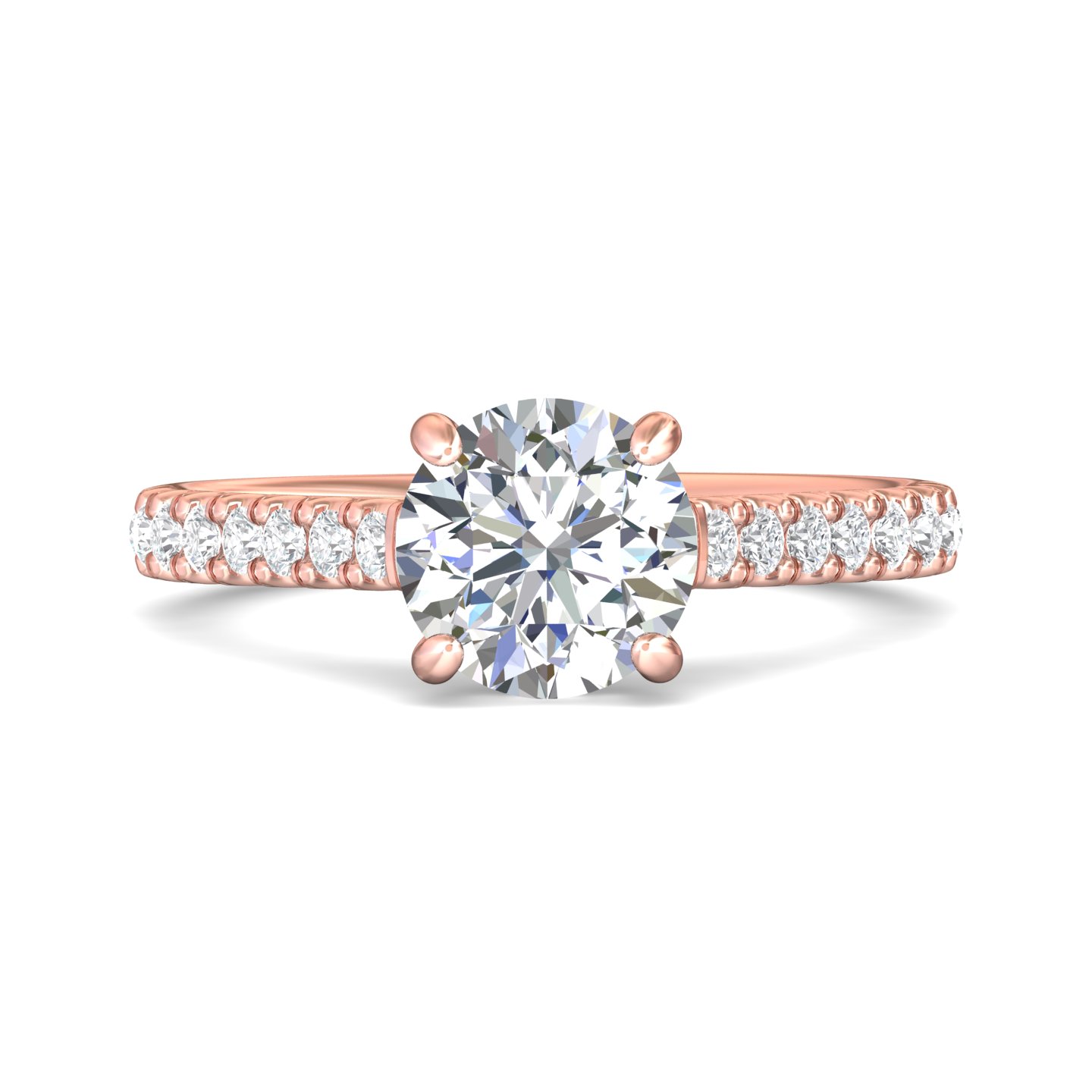 14K Rose Gold Round Diamond Engagement Ring