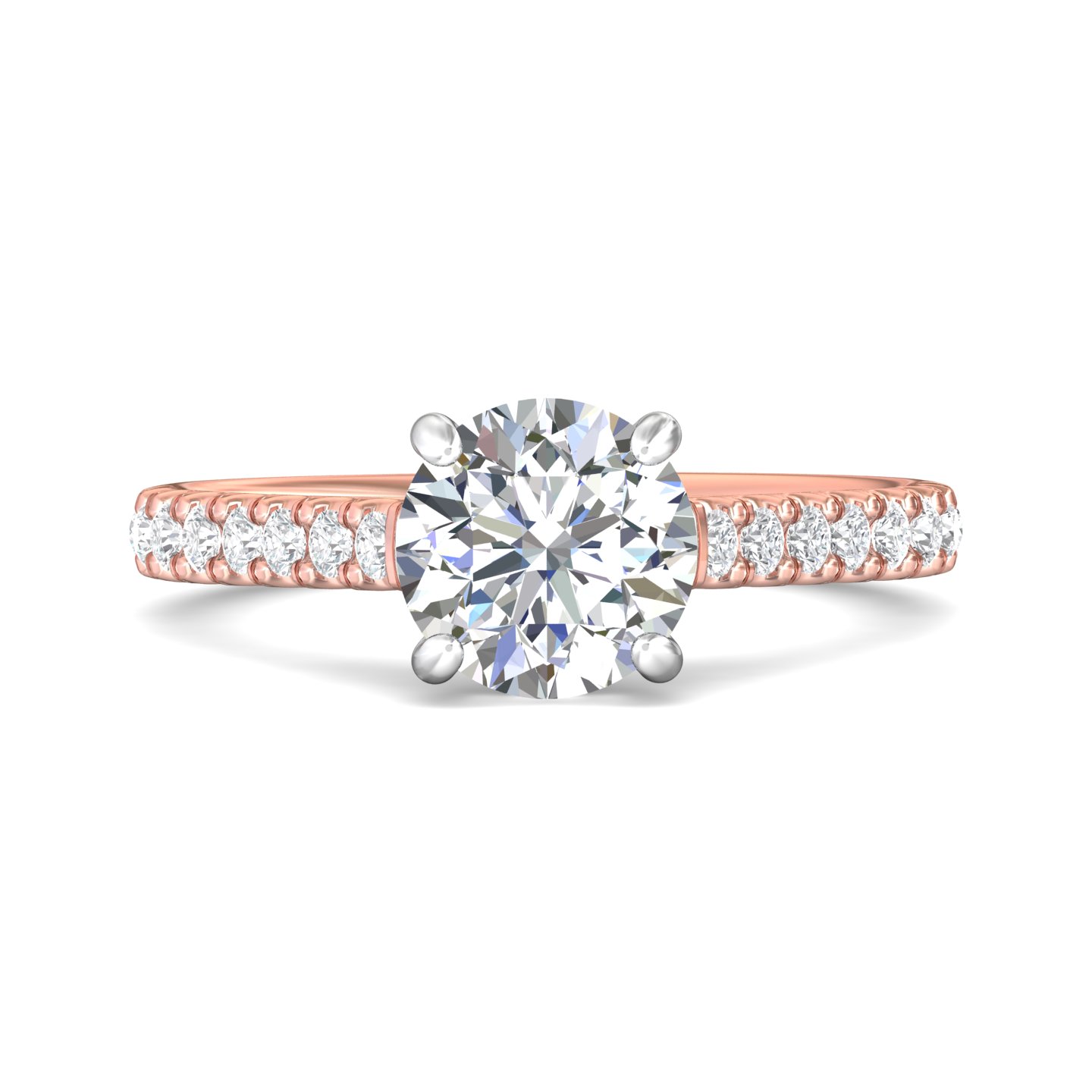 18K Rose and White Gold Round Diamond Engagement Ring