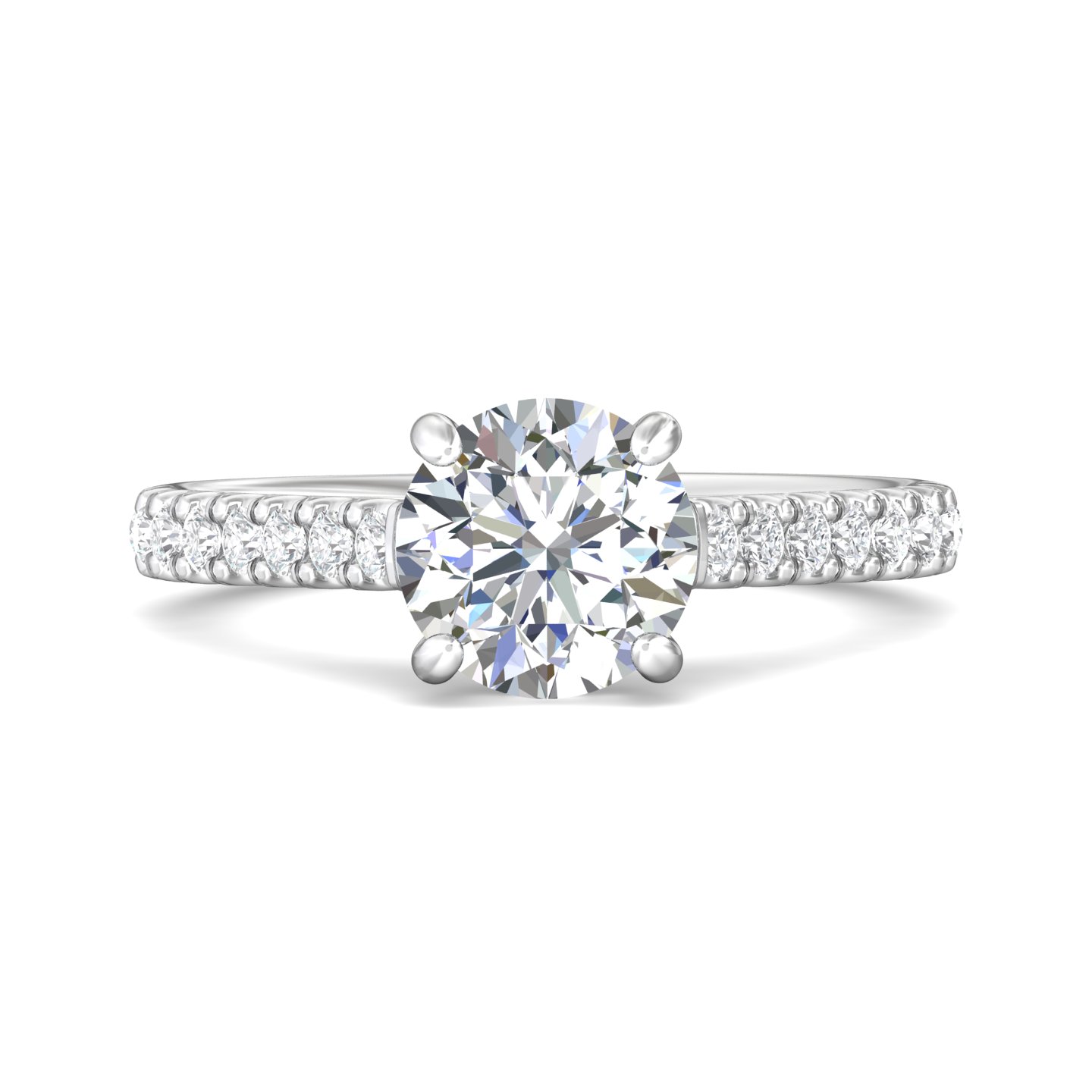 14K White Gold Round Diamond Engagement Ring