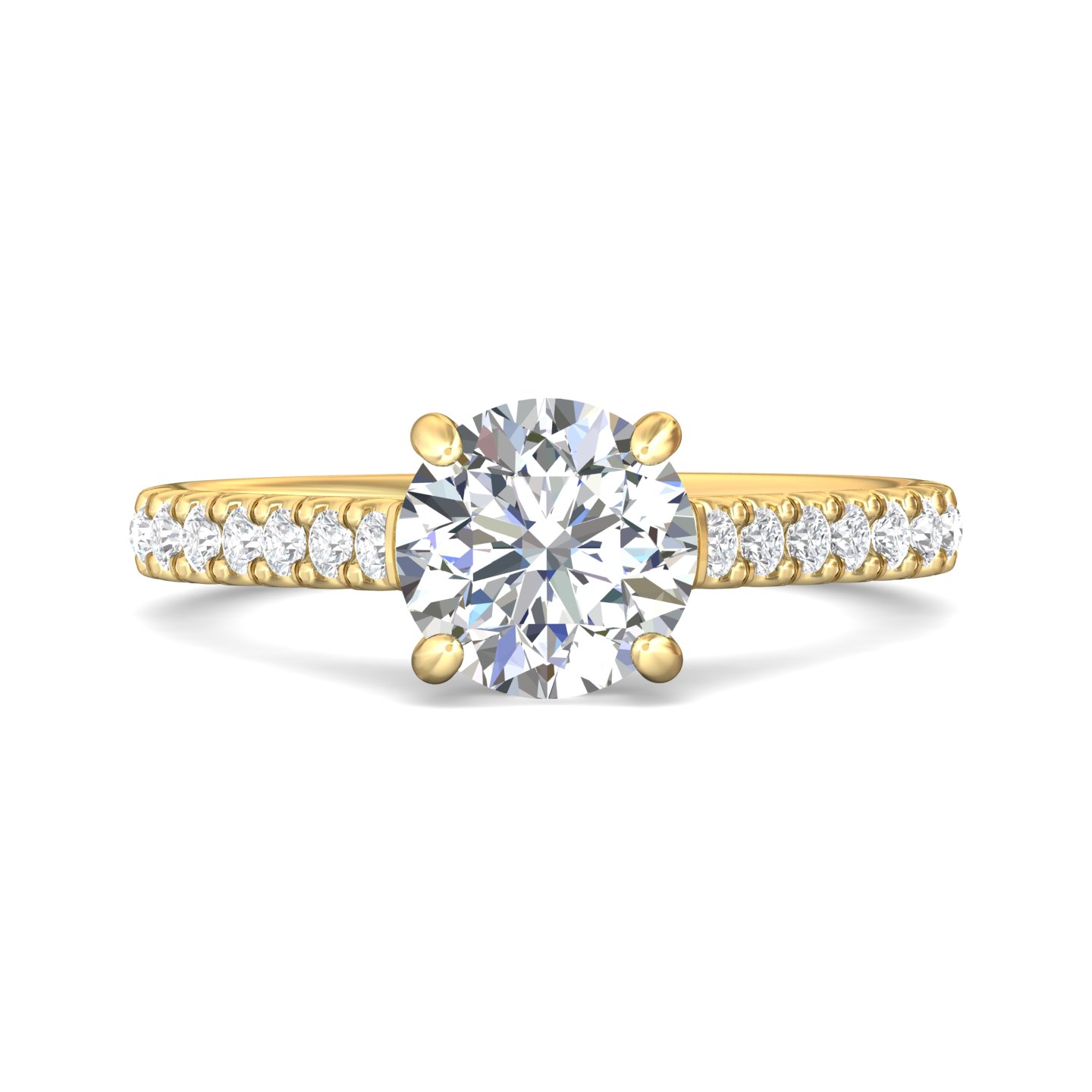 14K Yellow Gold Round Diamond Engagement Ring