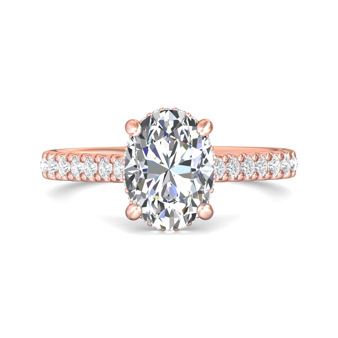 14K Rose Gold Oval Diamond Engagement Ring