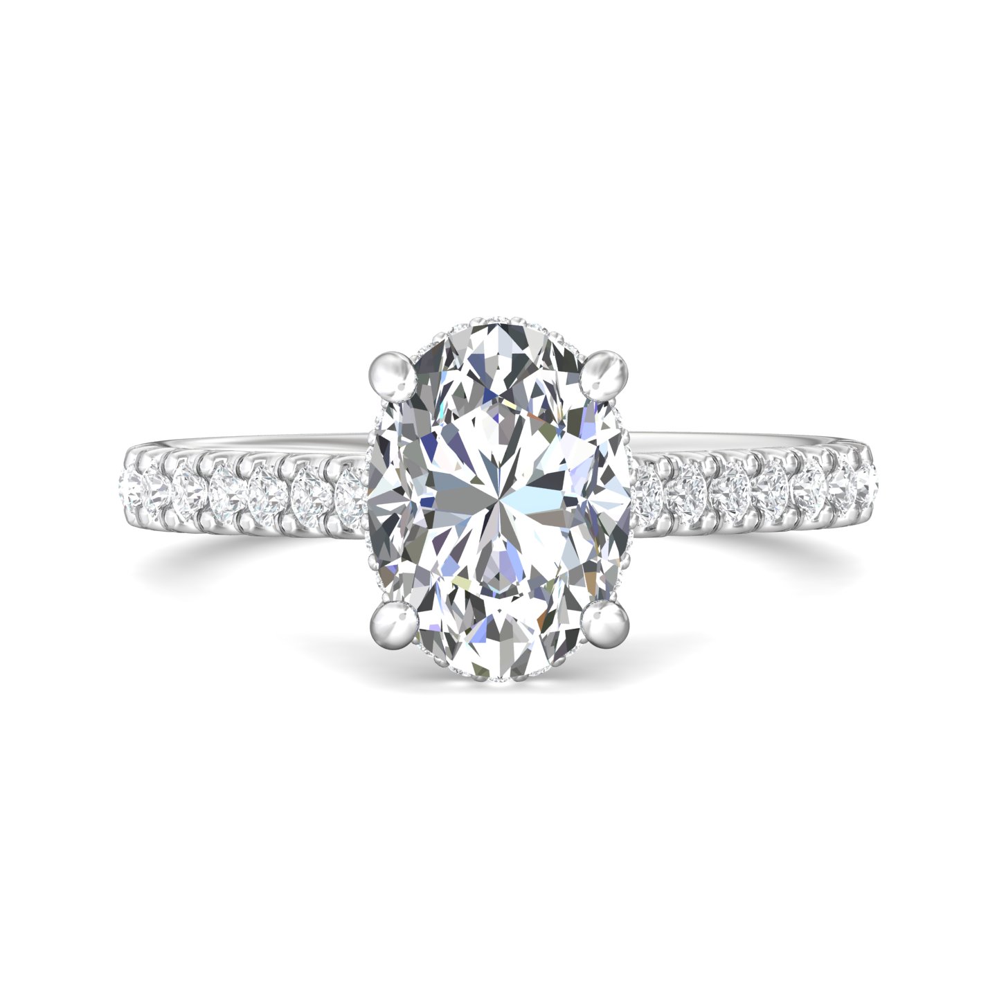 14K White Gold Oval Diamond Engagement Ring