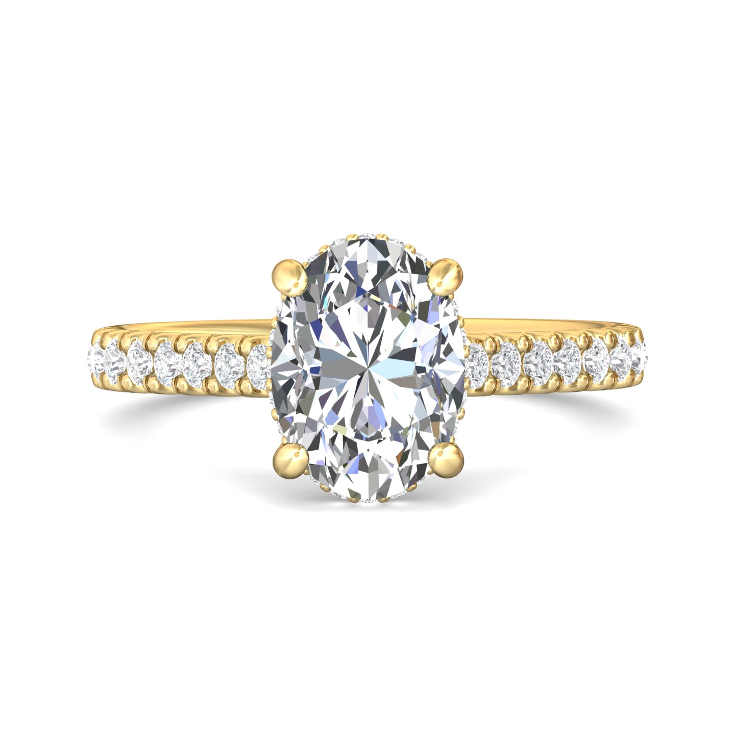14K Yellow Gold Oval Diamond Engagement Ring