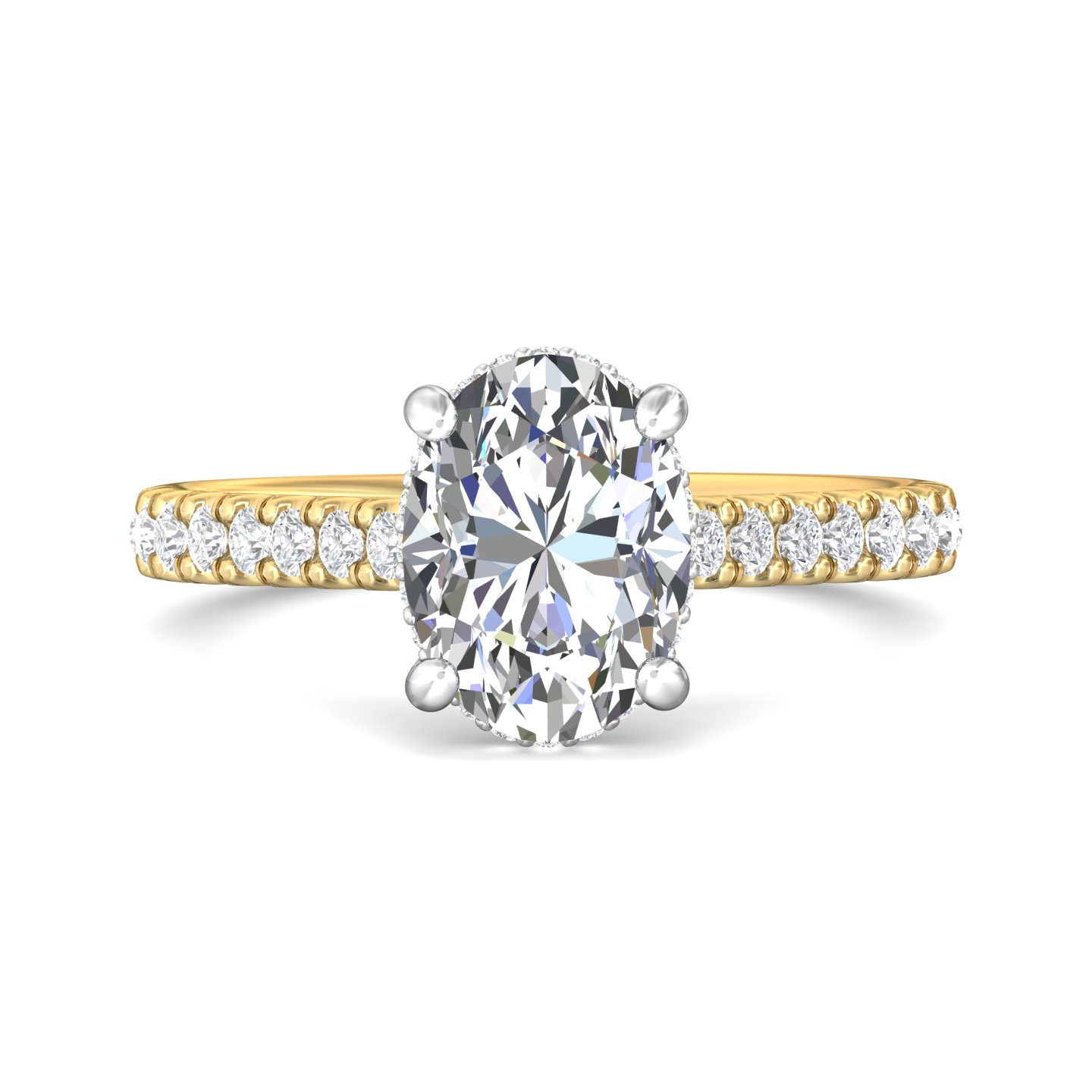 18K White and Yellow Gold Oval Diamond Engagement Ring