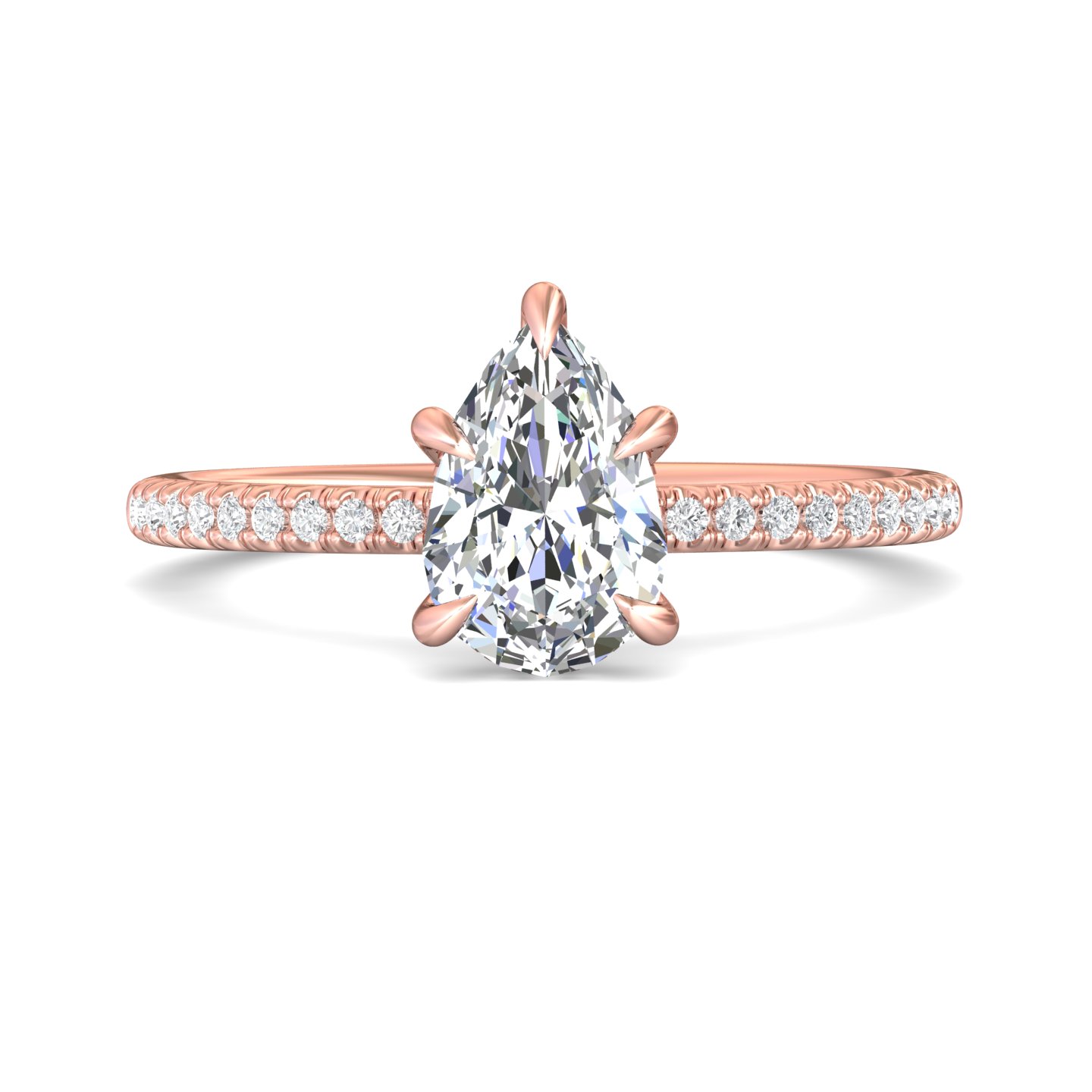14K Rose Gold Pear Shape Diamond Engagement Ring