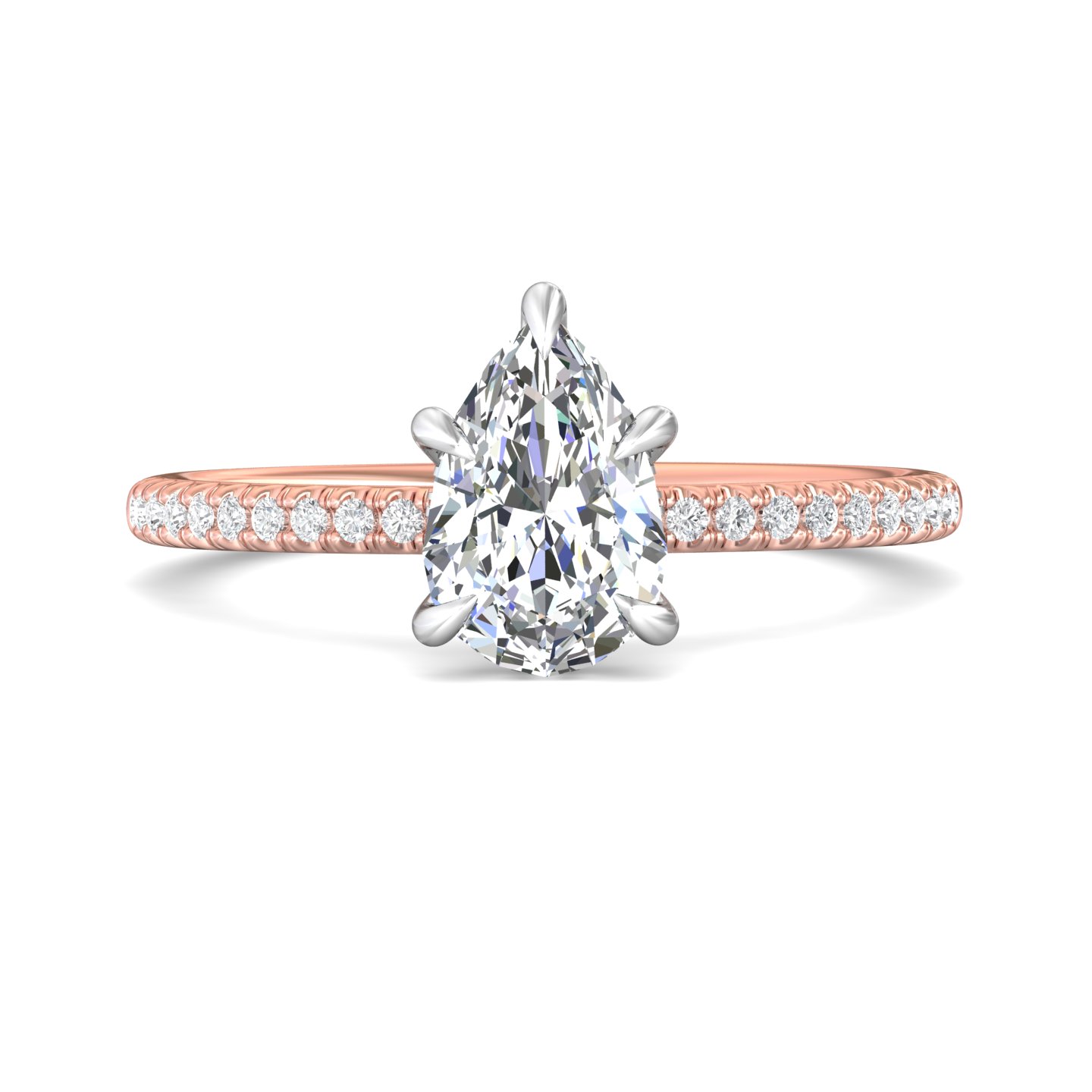 14K Rose and White Gold Pear Shape Diamond Engagement Ring