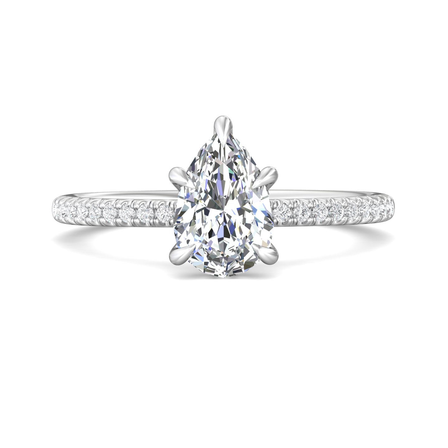  Platinum Pear Shape Diamond Engagement Ring