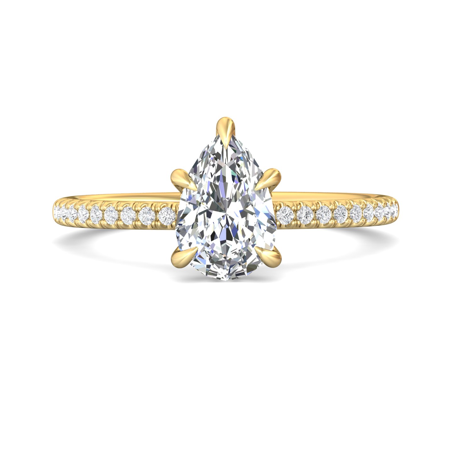 14K Yellow Gold Pear Shape Diamond Engagement Ring