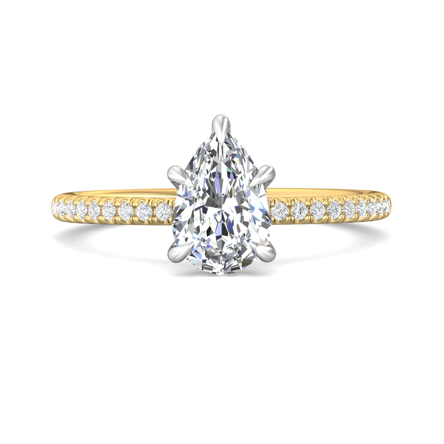 14K Yellow and White Gold Pear Shape Diamond Engagement Ring