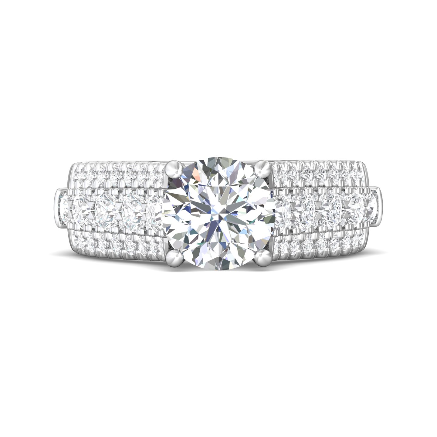 18K White Gold Round Diamond Engagement Ring