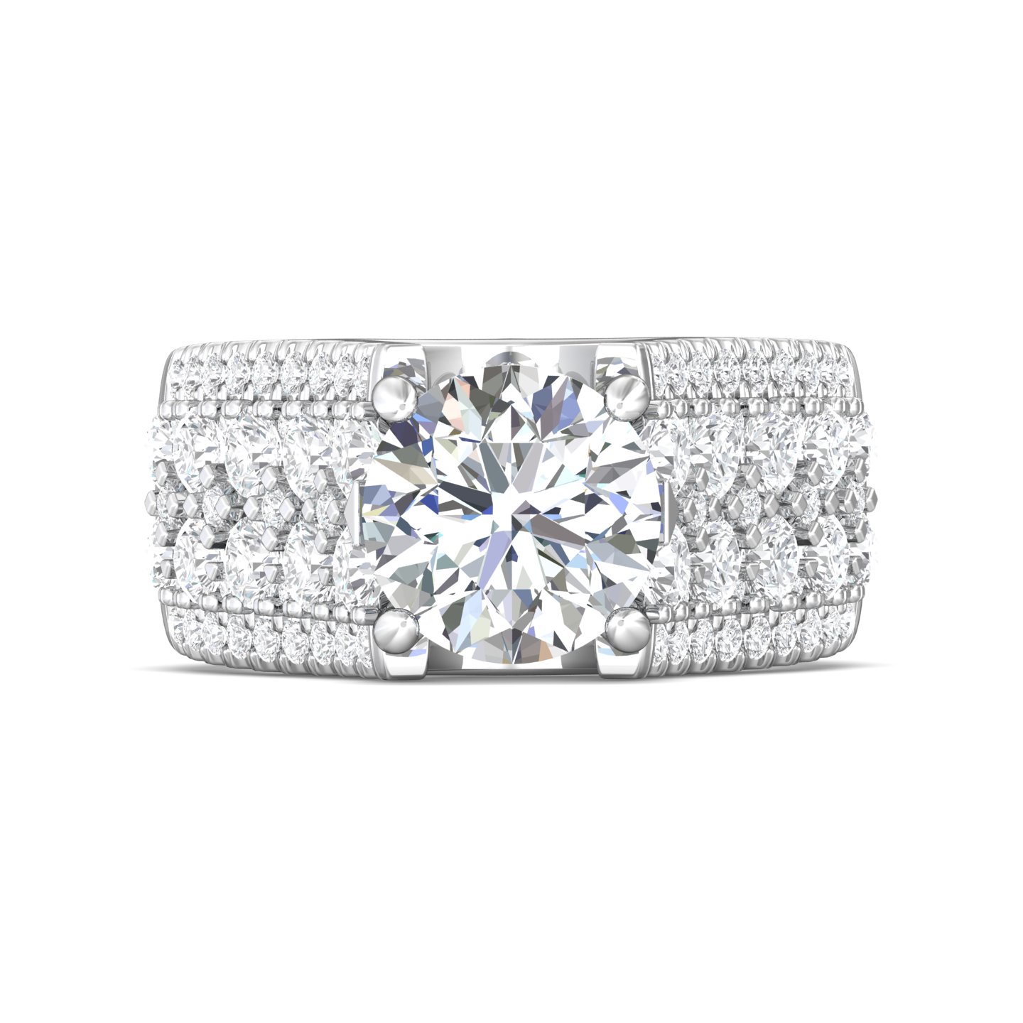 18K White Gold Round Diamond Engagement Ring