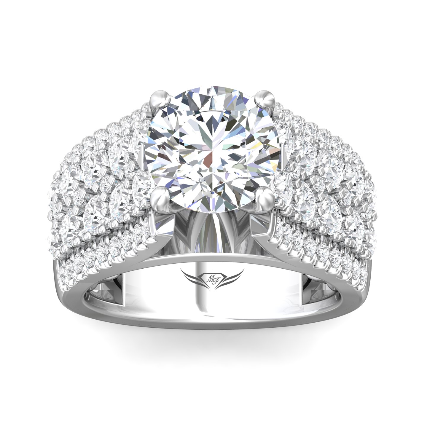 18K White Gold Round Diamond Engagement Ring