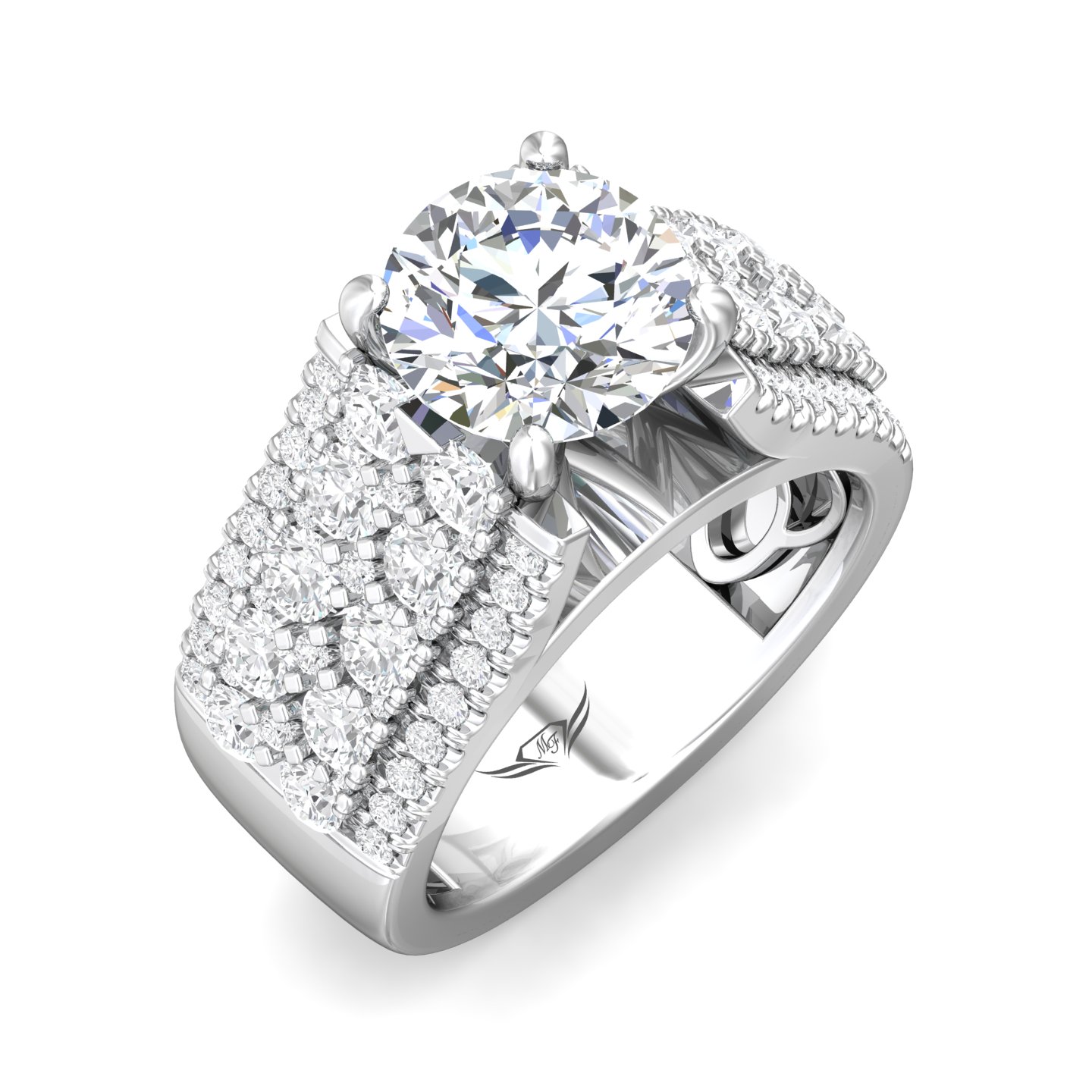 18K White Gold Round Diamond Engagement Ring
