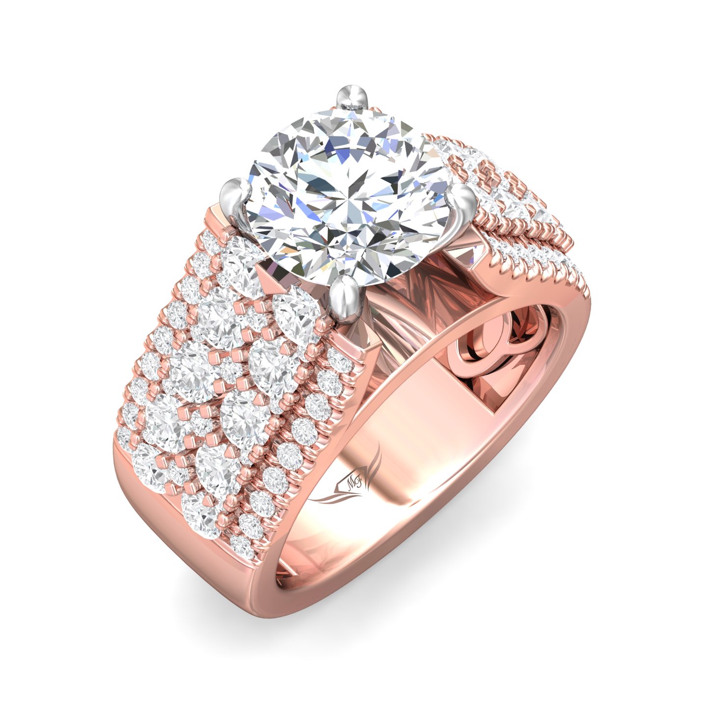 18K Rose and White Gold Engagement Ring