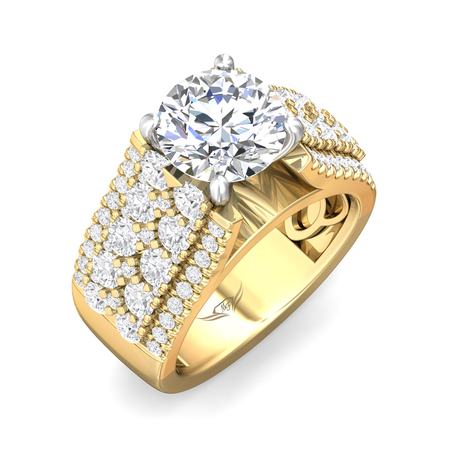 18K White and Yellow Gold Engagement Ring