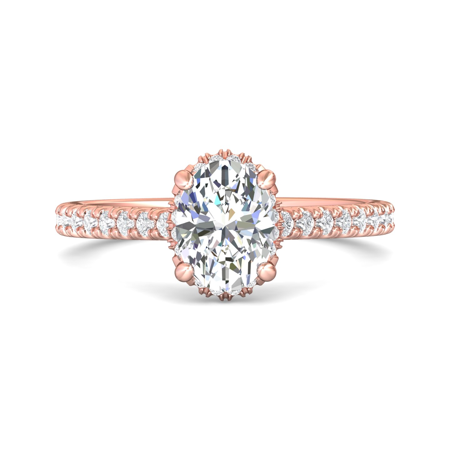 14K Rose Gold Oval Diamond Engagement Ring