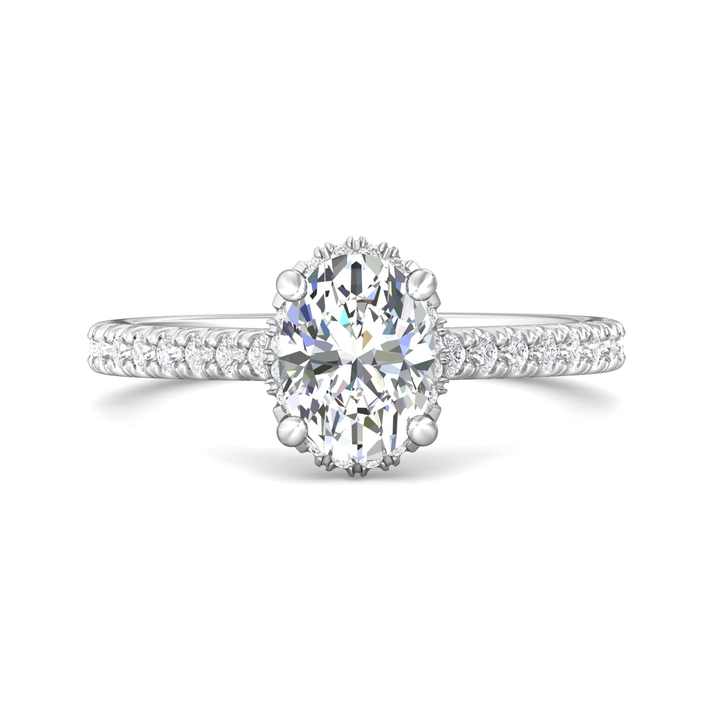 18K White Gold Oval Diamond Engagement Ring