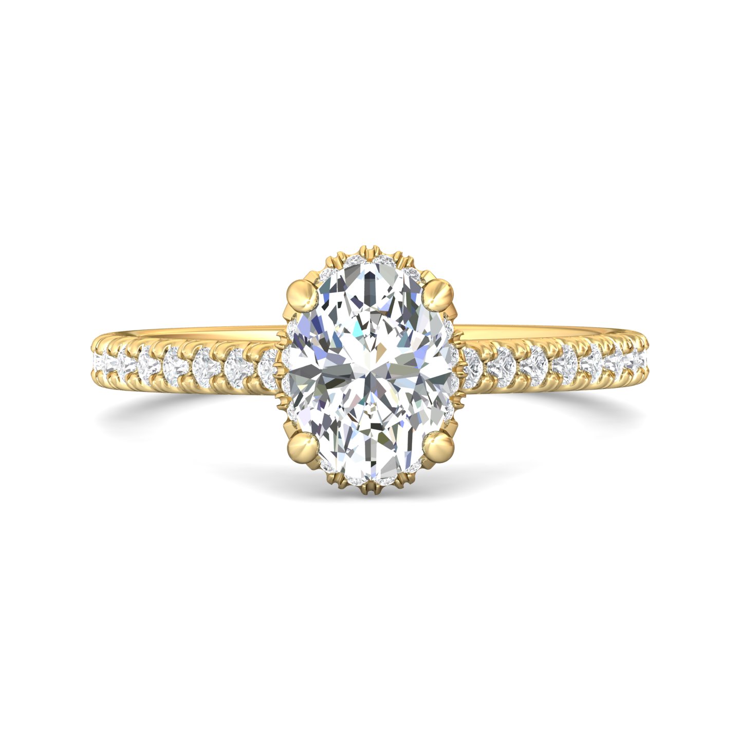 14K Yellow Gold Oval Diamond Engagement Ring