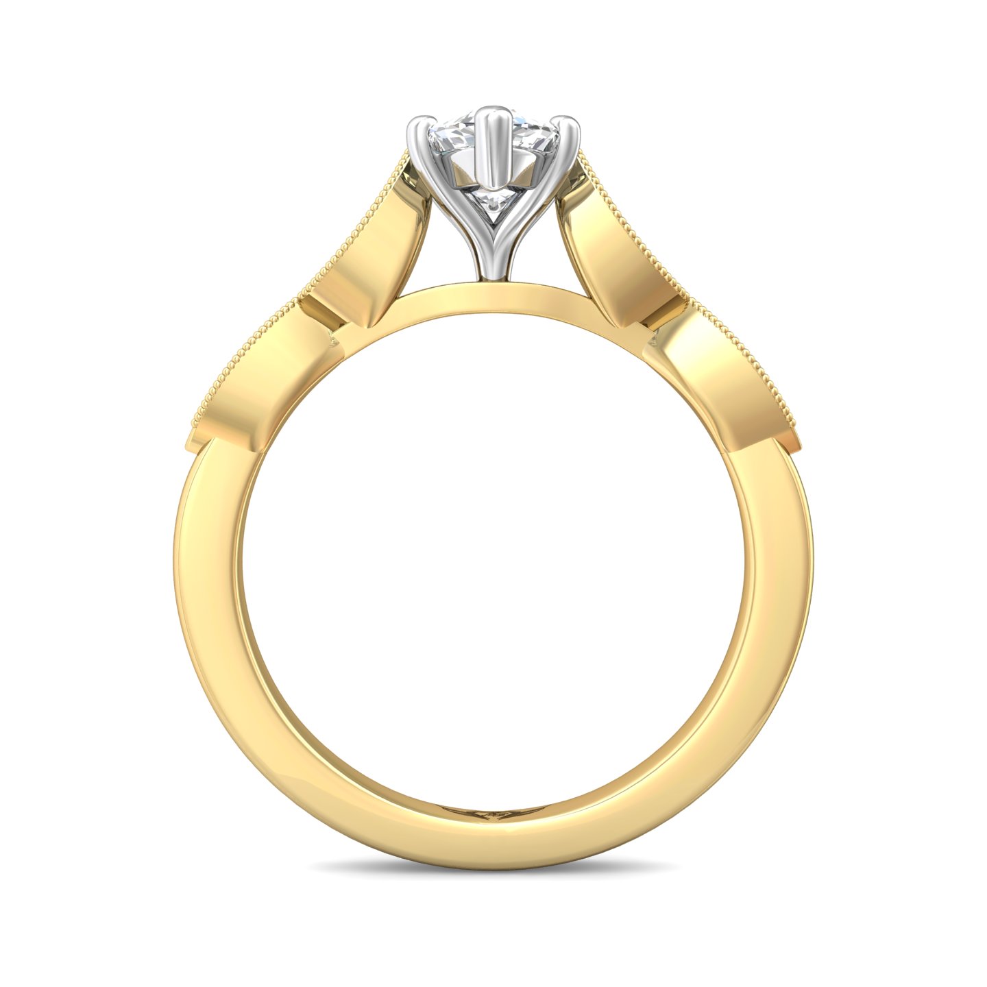 14K Yellow and White Gold Marquise Diamond Engagement Ring