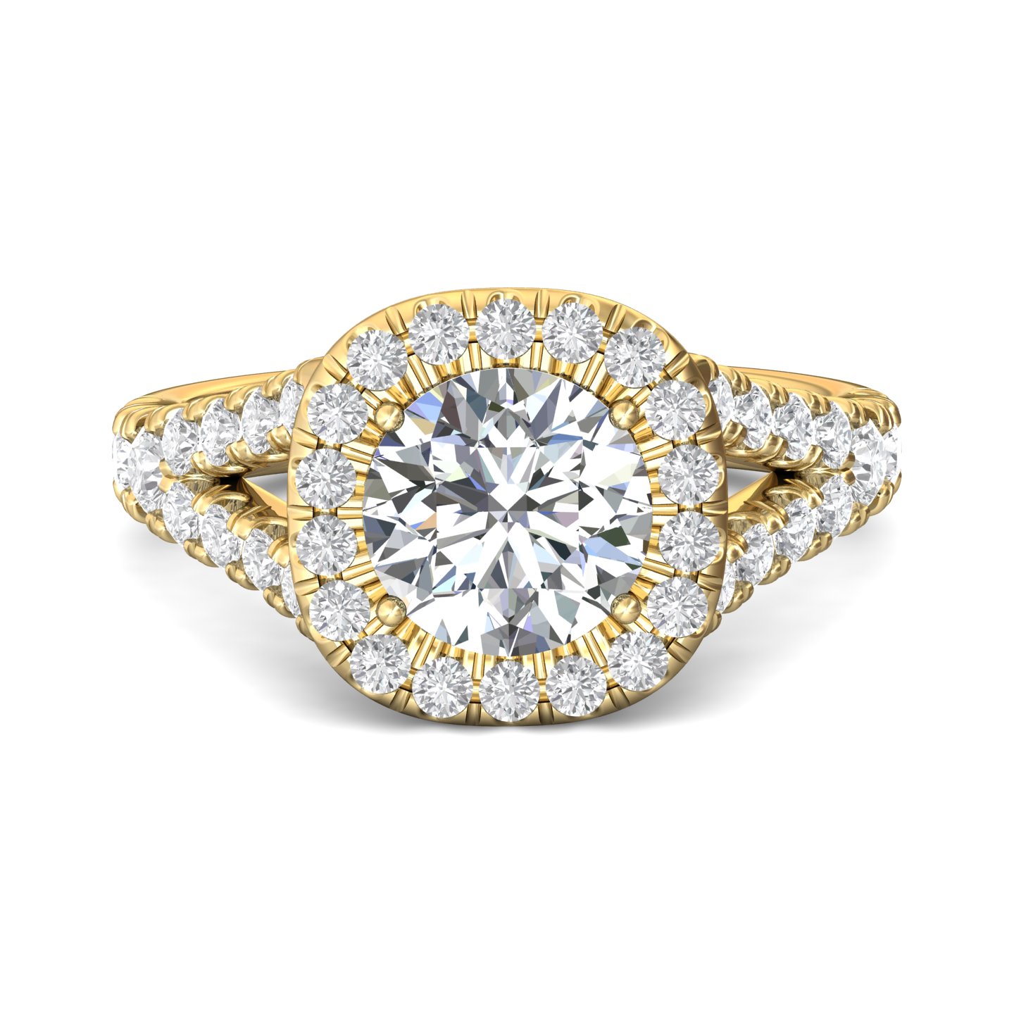 18K Yellow Gold Cushion Diamond Engagement Ring