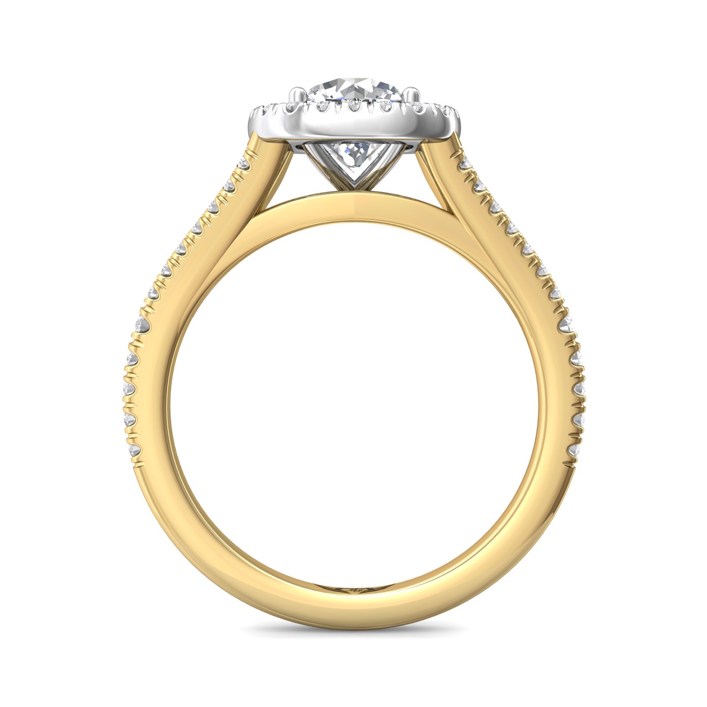 18K White and Yellow Gold Cushion Diamond Engagement Ring