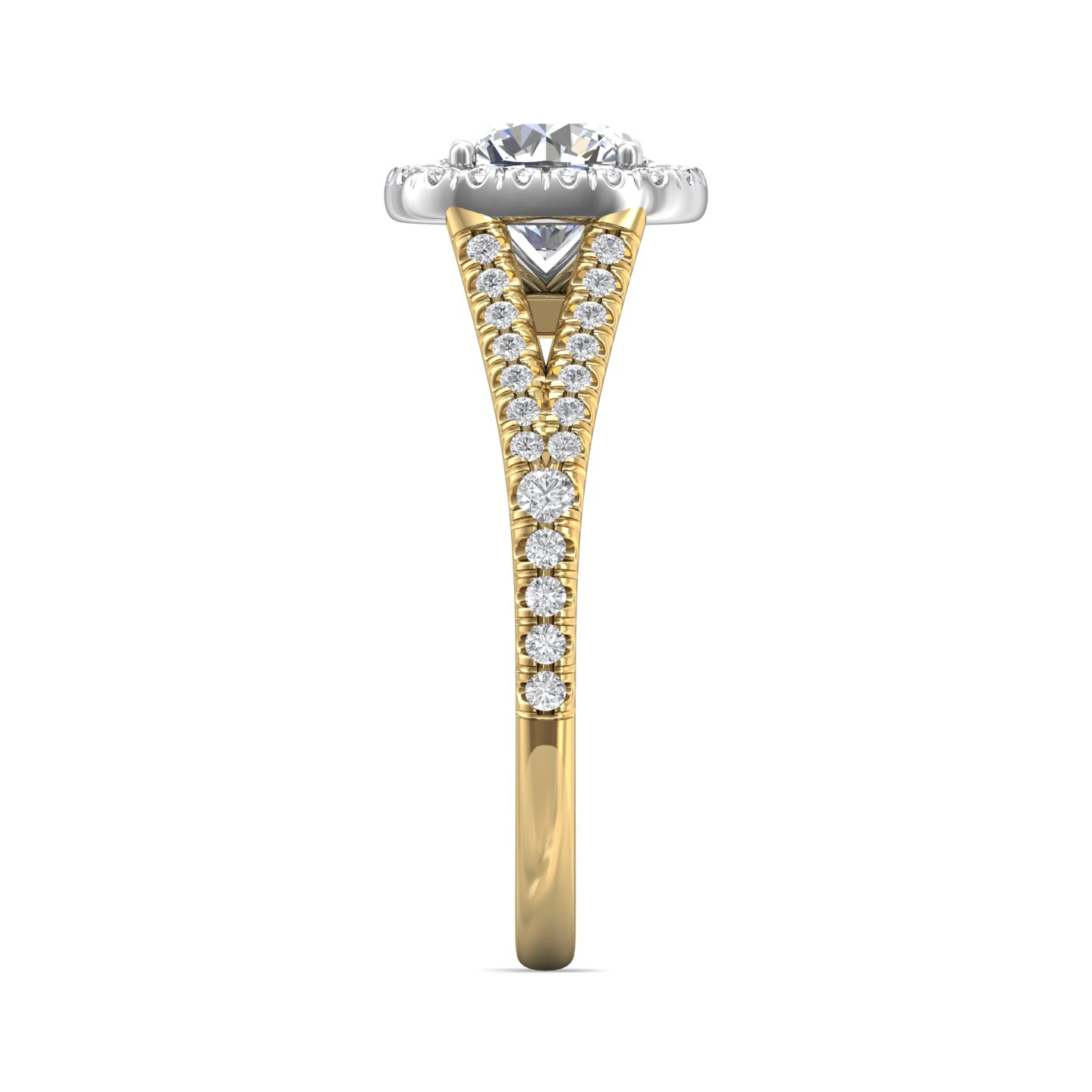 18K White and Yellow Gold Cushion Diamond Engagement Ring