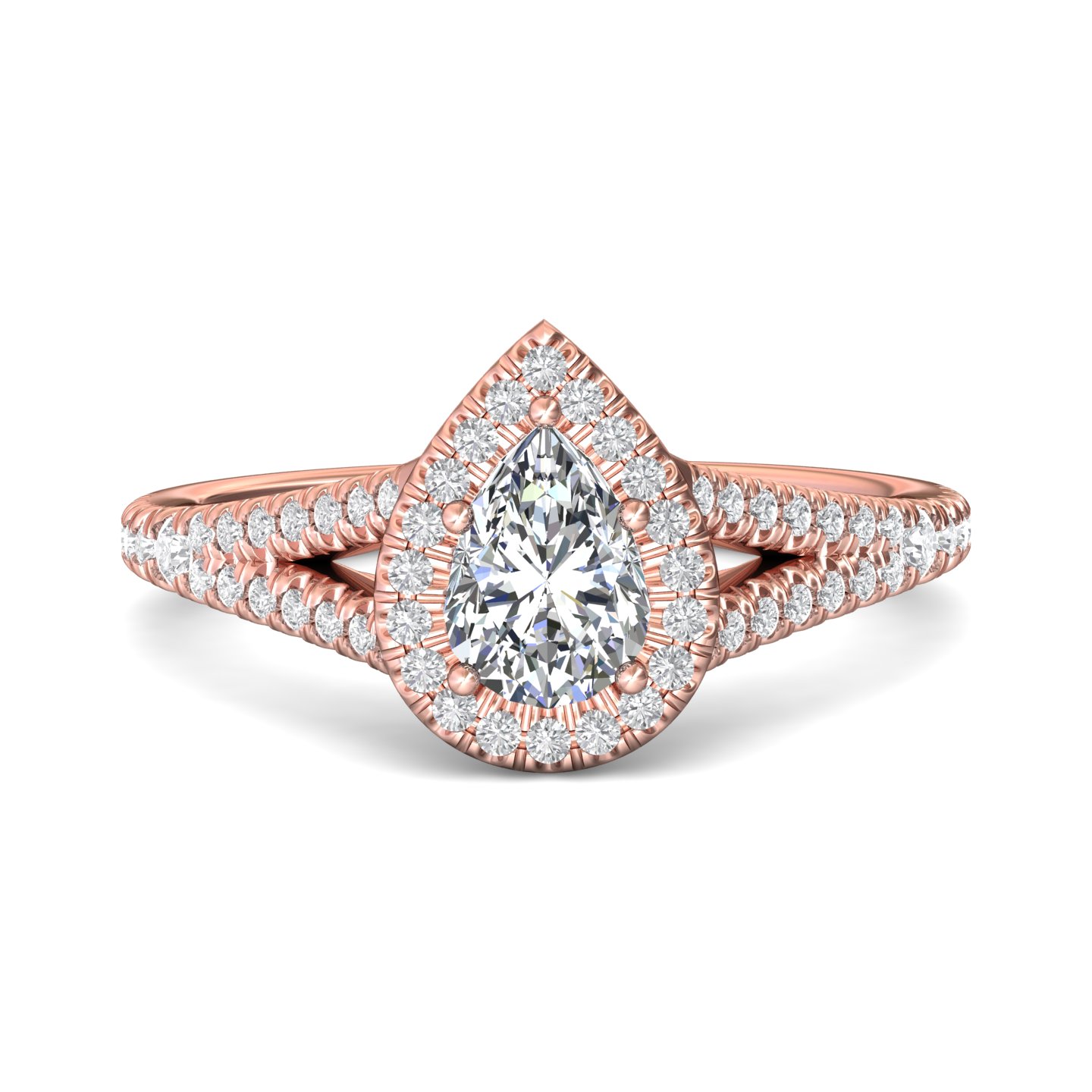 18K Rose Gold Pear Shape Diamond Engagement Ring