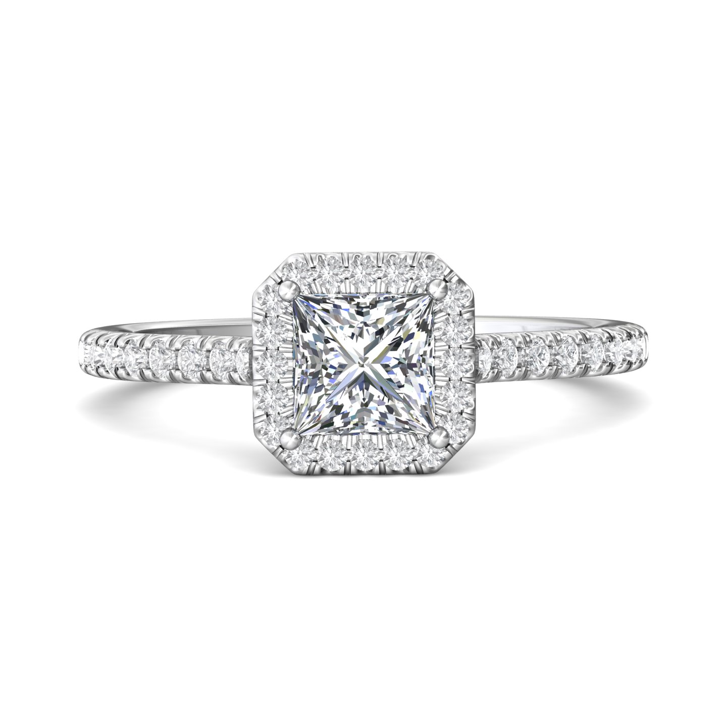14K White Gold Asscher Cut Diamond Engagement Ring